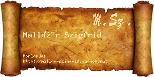 Mallár Szigfrid névjegykártya